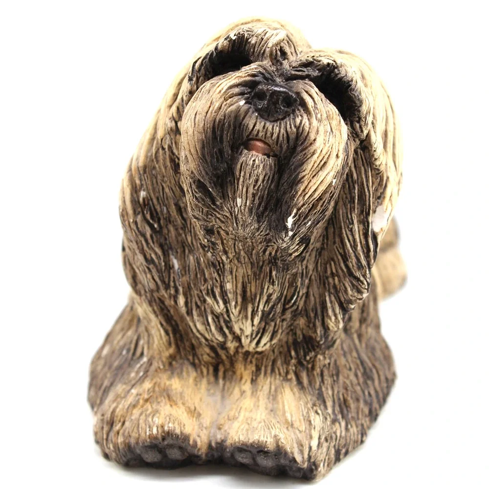 Classic Critters 1984 Loso Dog Figurine Brown Glass Eyes Resin 5.25